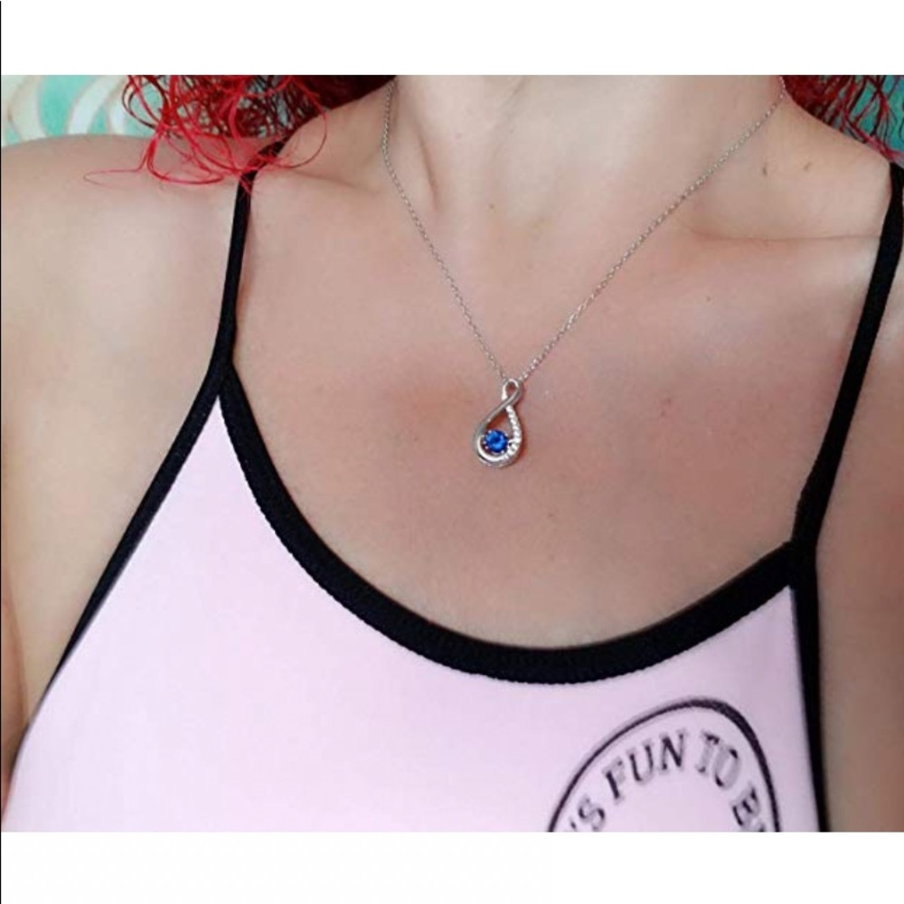 Silver Gemstone Infinity Pendent Necklace - Picture 2 of 5